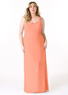 Azazie Denice Bridesmaid Dresses Sunset Sheath Pleated Chiffon Dress image9