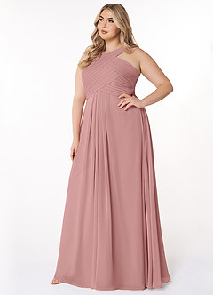 Azazie Kaleigh Bridesmaid Dresses Dusty Rose A-Line Pleated Chiffon Dress image9