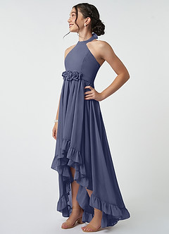 Azazie Hermione Junior Abito A-Line in Chiffon Stormy image4