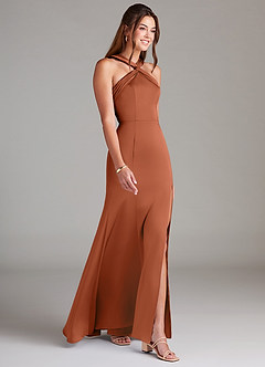 Azazie Rue Bridesmaid Dresses Cedar Rose A-Line Pleated Stretch Satin Dress image4