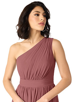 Azazie Mathilda Final Sale Amethyst A-Line One Shoulder Chiffon Dress image4