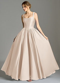 Azazie Verina Bridesmaid Dresses White Alabaster A-Line Pleated Stretch Satin Dress image4