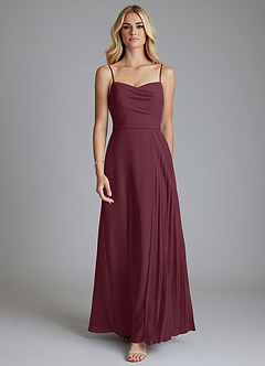 Azazie Celaena Final Sale Dusty Sage A-Line Pleated Chiffon Dress image5