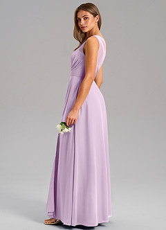 Azazie Phaedra Bridesmaid Dresses Frosted Lilac A-Line One Shoulder Chiffon Dress image6