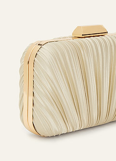 front Matching Color Satin Pleated Clutch Bag