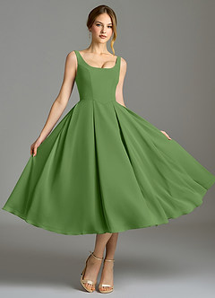Azazie Amalie Bridesmaid Dresses Basil A-Line Pleated Chiffon Dress image5
