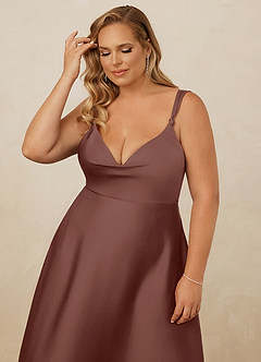 Christian Siriano Bridal for Azazie 1001 Bridesmaid Dresses Espresso A-Line Sweetheart Neckline Stretch Satin Dress image16