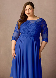Azazie Marge Mother of the Bride Dresses Royal Blue A-Line Scoop Lace Chiffon Dress image11