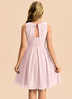 Azazie Bibiane Junior Blushing Pink A-Line Pleated Chiffon Dress image2