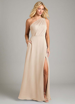 Azazie Phaedra Bridesmaid Dresses White Alabaster A-Line One Shoulder Chiffon Dress image9