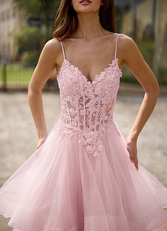 Spitze Pink Sheer Lace Prom Dress image7