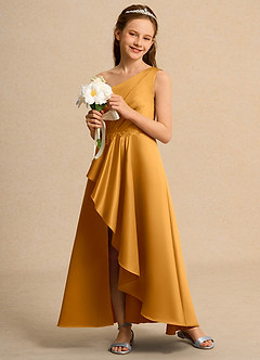 Azazie Taffy Junior Formal Flower Girl Klänningar Klä A-Line i Matt satäng Spets image4