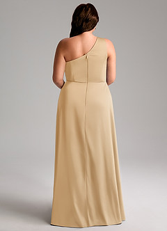 Azazie Brooke Jurken voor bruidsmeisjes Jurk van Stretch Satijn met A-Lijn One-Shoulder Goud image9