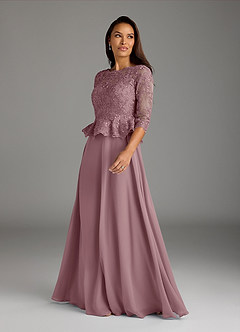 Azazie Averie vestidos de madre de la novia Vestido de Rosa Polvorienta de Gasa de Corte En A con Cuello barco Lentejuelas image5