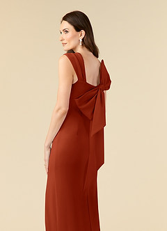 Azazie Ellen Mother of the Bride Dresses Rust Sheath Side Slit Stretch Crepe Dress image6