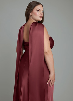 Azazie Saylor Vestidos de damas de honor Vestido Merlot de Satén Elástico de Corte Sirena con Palabra de honor image19