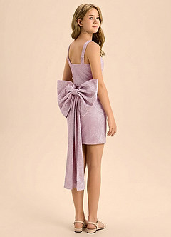 Azazie Bria Junior Formal Osłona Marszczony Metaliczny satynowy Mini Młodsza druhna Sukienka image1