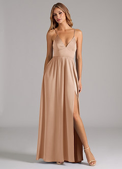 Azazie Aaida Robes de demoiselle d'honneur Robe Trapèze en Satin extensible Corset Rose Perle image5