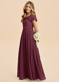 Azazie Cady Junior Cabernet A-Line Pleated Chiffon Dress image7