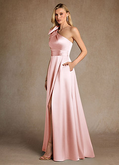 Azazie Easton Abiti per la Madre della Sposa Abito A-Line in Raso Elasticizzato Monospalla Rosa Rossore image2