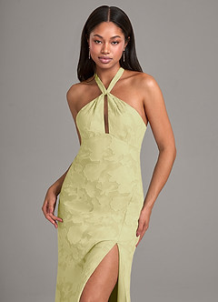 Azazie Ailany Robes de demoiselle d'honneur Robe Trapèze en Blumen-Burnout Plissée Sorbet Citron image2
