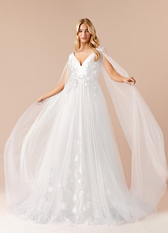 Azazie Seraphine Wedding Dresses Diamond White A-Line Sequins Tulle Dress image1
