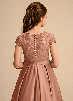 Azazie Bunny Junior Formal Robe Demoiselle D'honneur Fillette Robe Princesse en Dentelle Bronze image7
