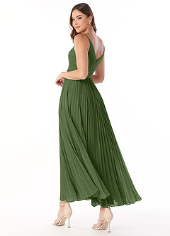 Azazie Raychelle Bridesmaid Dresses Olive A-Line V-Neck Chiffon Dress image4