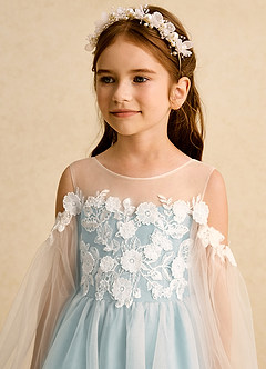 Azazie Zimi vestidos de niña de las flores Vestido de Neblina de Tul de Princesa con Escote de Corazón image9
