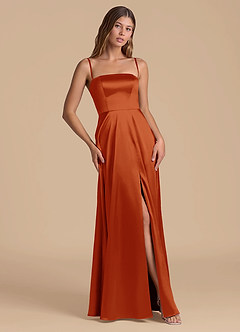 Azazie Wren Bridesmaid Dresses Paprika A-Line Strapless Metallic Satin Dress image5
