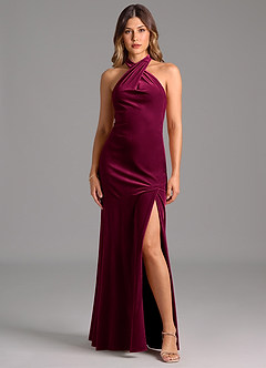 Azazie Drita Bridesmaid Dresses Cabernet A-Line Pleated Velvet Dress image4