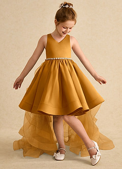 Azazie Julietta Blumenmädchenkleider Ballkleid Cabrio Tüll Kleid Butterscotch image5