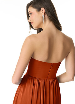 Azazie Morana Bridesmaid Dresses Paprika A-Line Off the Shoulder Stretch Satin Convertible Dress image8