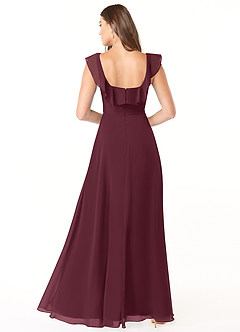 Azazie Jinny Abiti da Damigella Abito A-Line in Chiffon con Scollo Quadrato e Increspature Cabernet image2