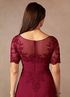 Azazie Raissa Mother of the Bride Dresses Burgundy A-Line Lace Chiffon Dress image8