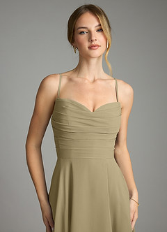 Azazie Ayla Abiti da Damigella Abito A-Line in Chiffon Scollo a Cuore Verde Muschio image5