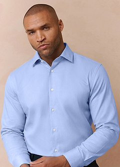 front Jermyn Light Blue 100% Cotton Non-Iron Dress Shirt