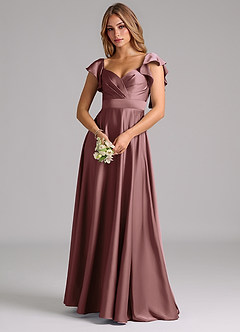 Azazie Leilani Bridesmaid Dresses Vintage Mauve A-Line Ruched Stretch Satin Dress image7