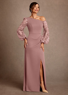 Azazie Cathleen 신부의 어머니 드레스 쉬스 레이스 플로어 길이 드레스 image4