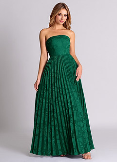 Azazie Mariana Robes de demoiselle d'honneur Robe Trapèze Convertible en Blumen-Burnout Sans bretelles émeraude image5