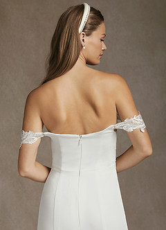 Azazie Rosalia Wedding Dresses Diamond White Mermaid Off-The-Shouler Sequins Crepe Back Satin Dress image6