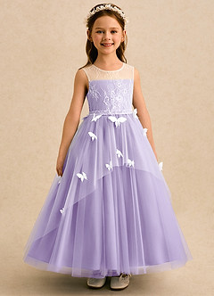 Azazie Mariposa Flower Girl Dresses Lilac Ball-Gown Lace Tulle Dress image3