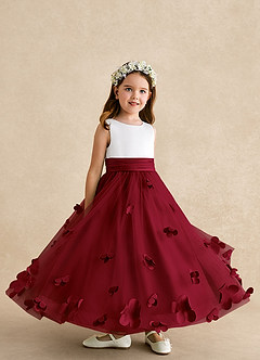 Azazie Vi Flower Girl Dresses Burgundy A-Line Sleeveless Tulle Dress image8