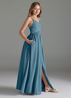 Azazie Alia Junior Bermuda A-Line Pleated Chiffon Dress image3