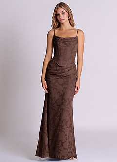 Azazie Sorrel Vestidos de damas de honor Vestido de Ganache de Devorado Floral de Corte Sirena Convertible con Corsé image6