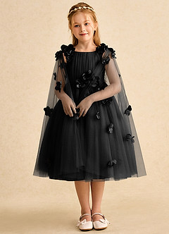 Azazie Staria Blumenmädchenkleider Ballkleid Gestreift Tüll Kleid Schwarz image3