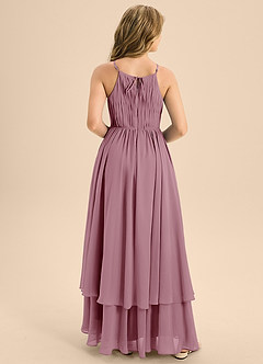 Azazie Elliora Junior Robe Trapèze en Mousseline de soie Plissée Mauve Vintage image2