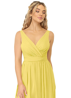 Azazie Kora Bridesmaid Dresses Canary A-Line Pleated Chiffon Dress image5