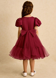 Azazie Cocoa Abiti da Ragazza di Fiori Abito Principessa in Tulle Plissettato Borgogna image6