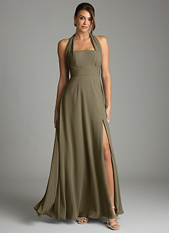 Azazie Tamira Suknie dla druhen Linia A Pofałdowany Szyfon Do ziemi Sukienka image1